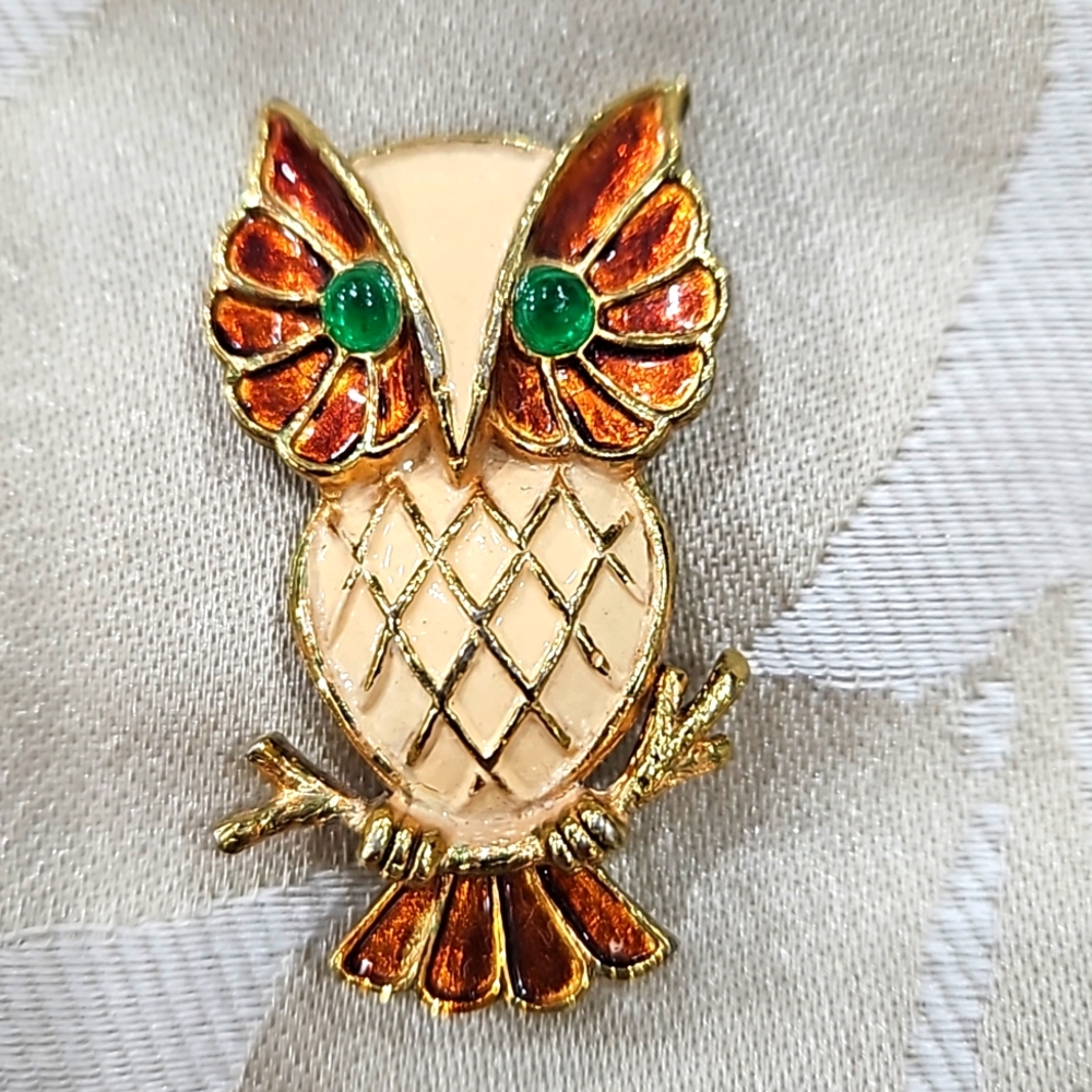 SIGNED‎ VINTAGE JJ OWL BROOCH PIN